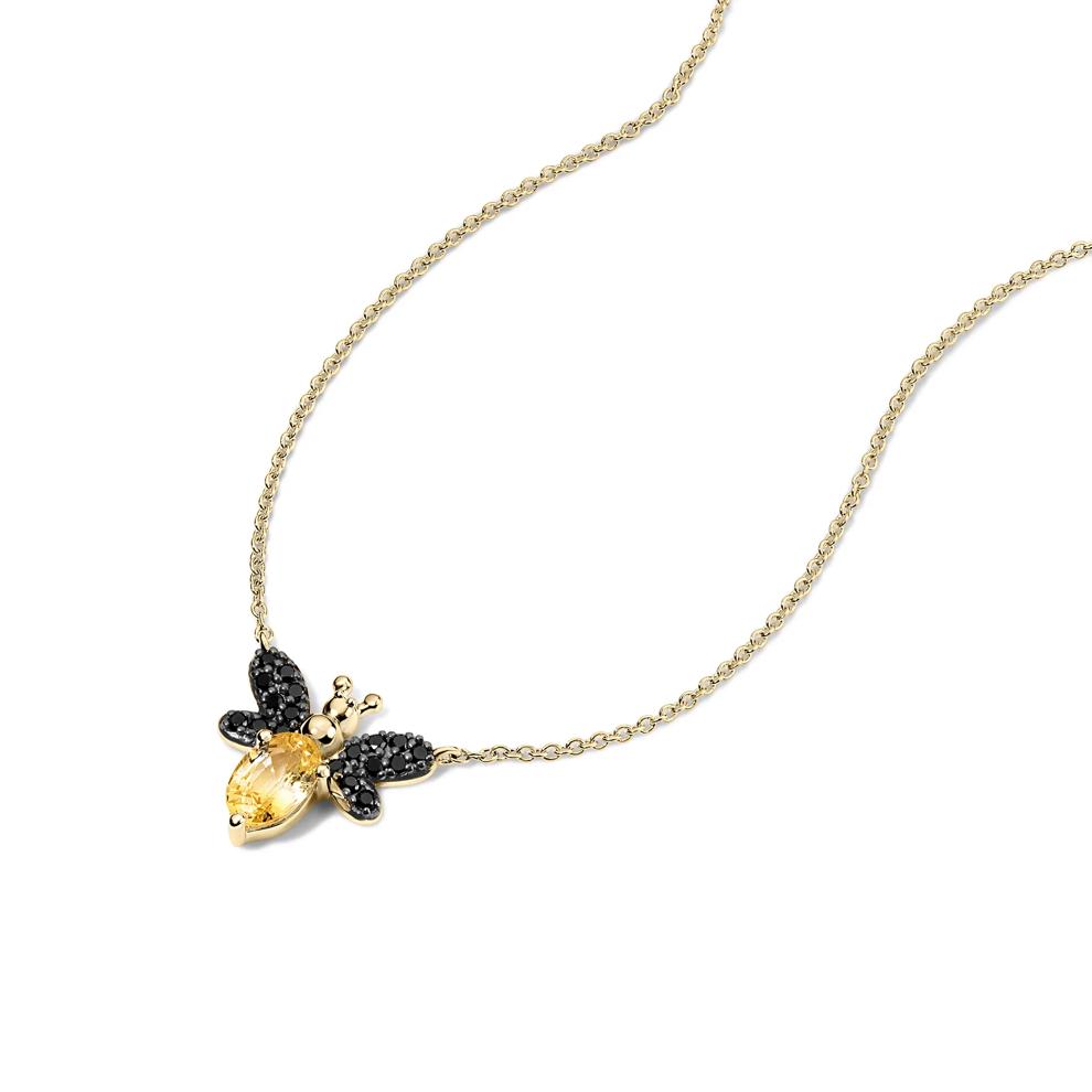 Citrine &amp; Black Diamond Bumblebee Pendant in 10K Yellow Gold (1/8 ct. tw.) – Image 4 of 4