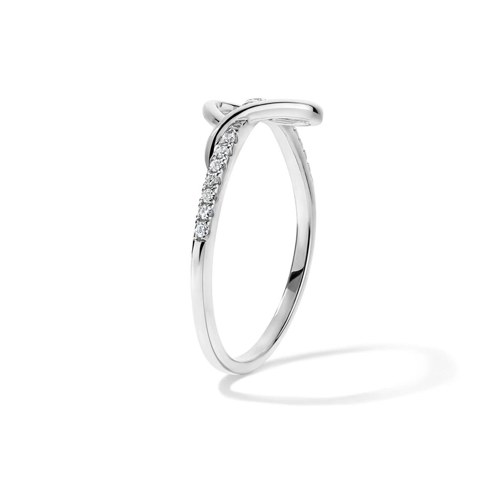 Diamond Sideways Heart Ring in 10K White Gold (1/8 ct. tw.) – Image 3 of 4
