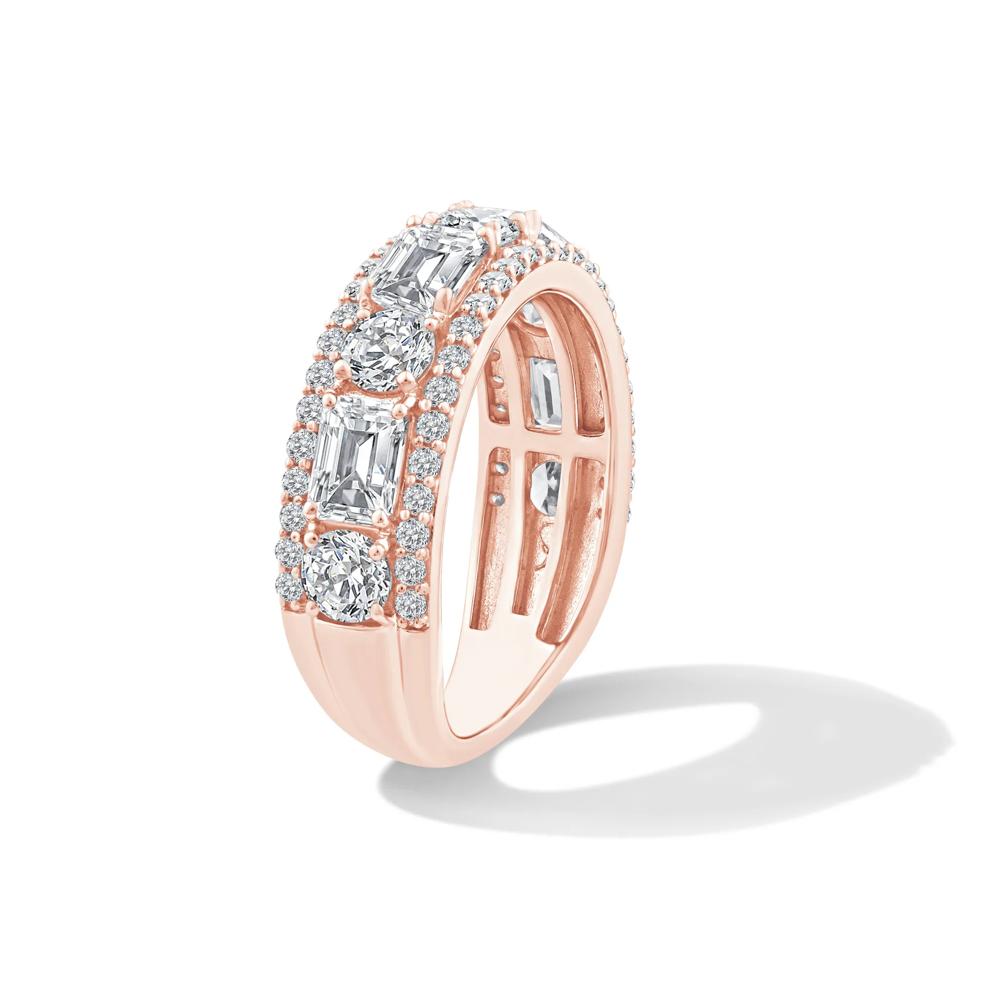 Lab Grown Diamond Multi-Row Emerald-Cut Anniversary Band in 10K Rose Gold (3 ct. tw.) – Image 3 of 4