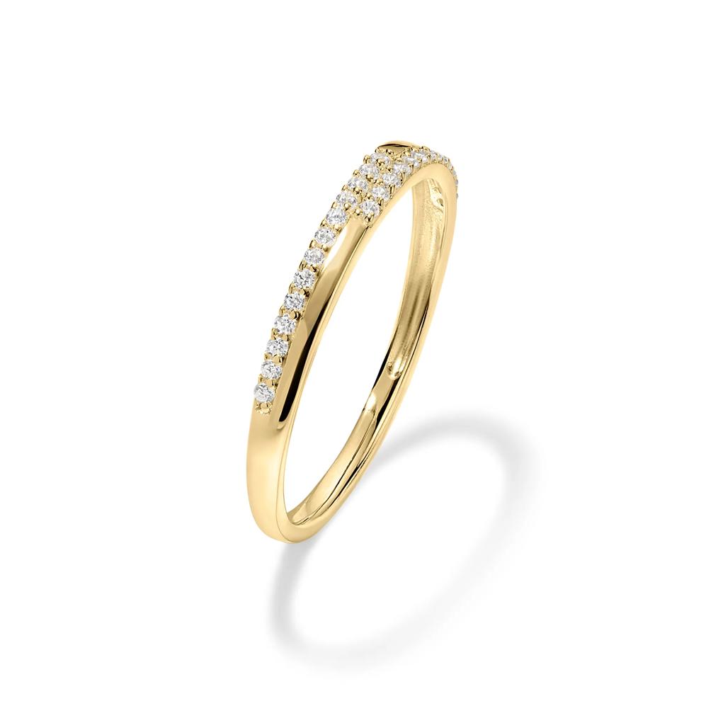 Diamond Split Double Row Stack Band in 10K Yellow Gold (1/10 ct. tw.) – Image 4 of 4