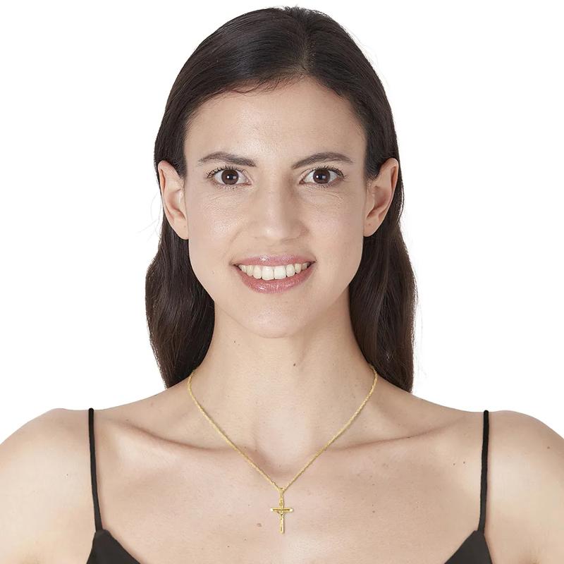 Crucifix Cross Pendant in 14K Yellow Gold – Image 2 of 2