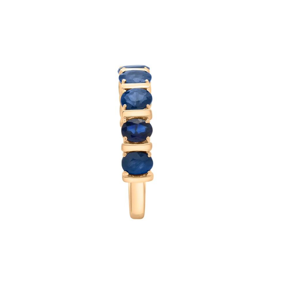 Blue Sapphire Faux-Channel Band in 10K Yellow Gold – Image 2 of 5
