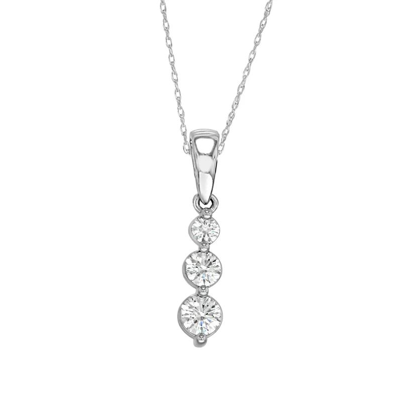 1/2 ct. tw. Diamond Three-Stone Pendant in 10K White Gold – Image 1 of 2