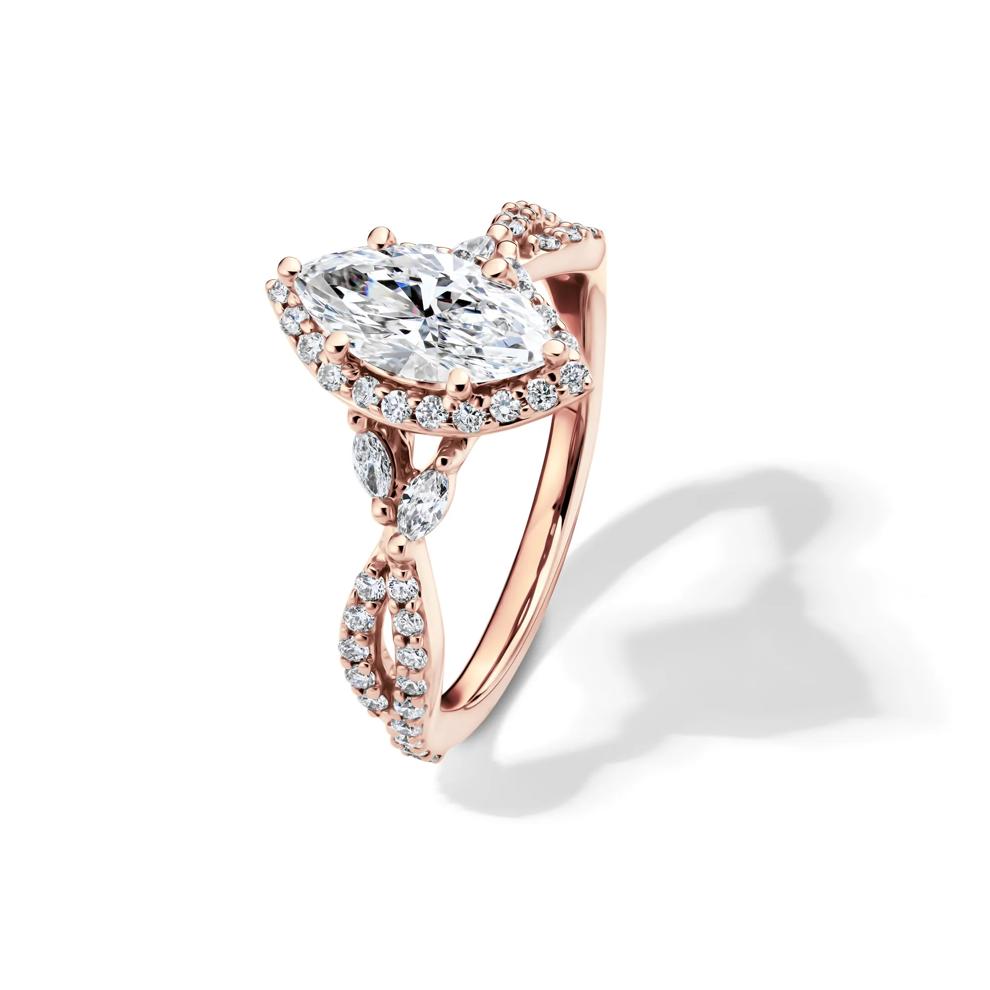 Lab Grow Diamond Marquise-Cut Halo Engagement Ring in 14K Rose Gold (1 1/2 ct. tw.) – Image 4 of 4