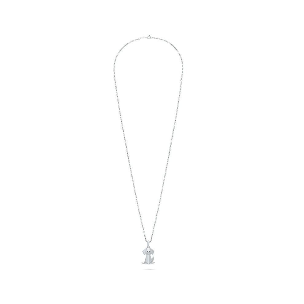 Black Diamond Accent Origami Dog Pendant Necklace in Sterling Silver – Image 2 of 4