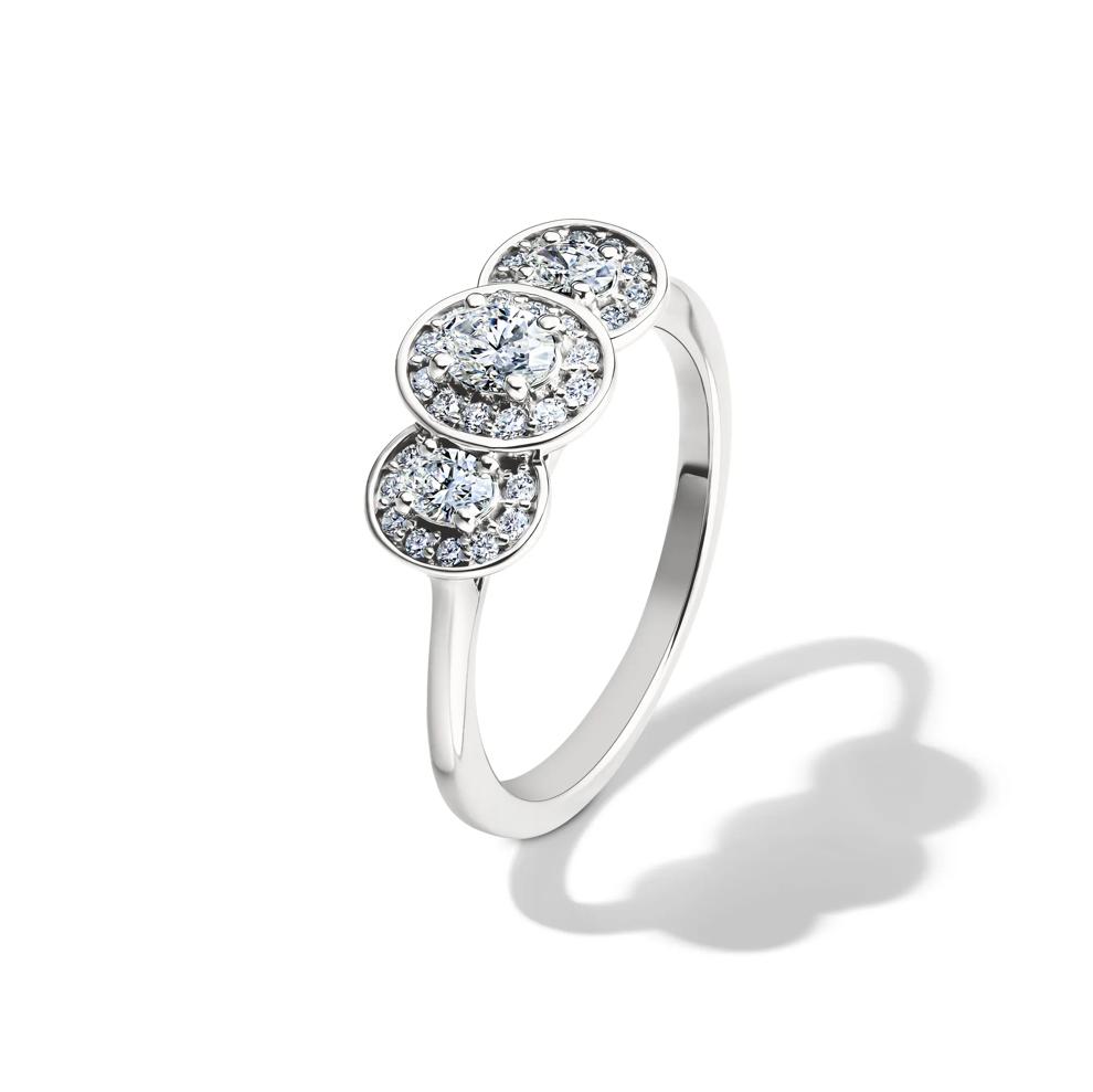 Diamond Oval Center Three-Stone Engagement Ring in 14K White Gold (5/8 ct. tw.) – Image 4 of 4