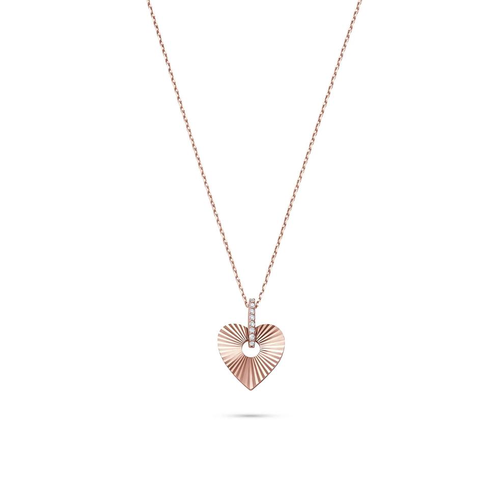 Diamond Heart Pendant in 10K Rose Gold (1/10 ct. tw.) – Image 1 of 4