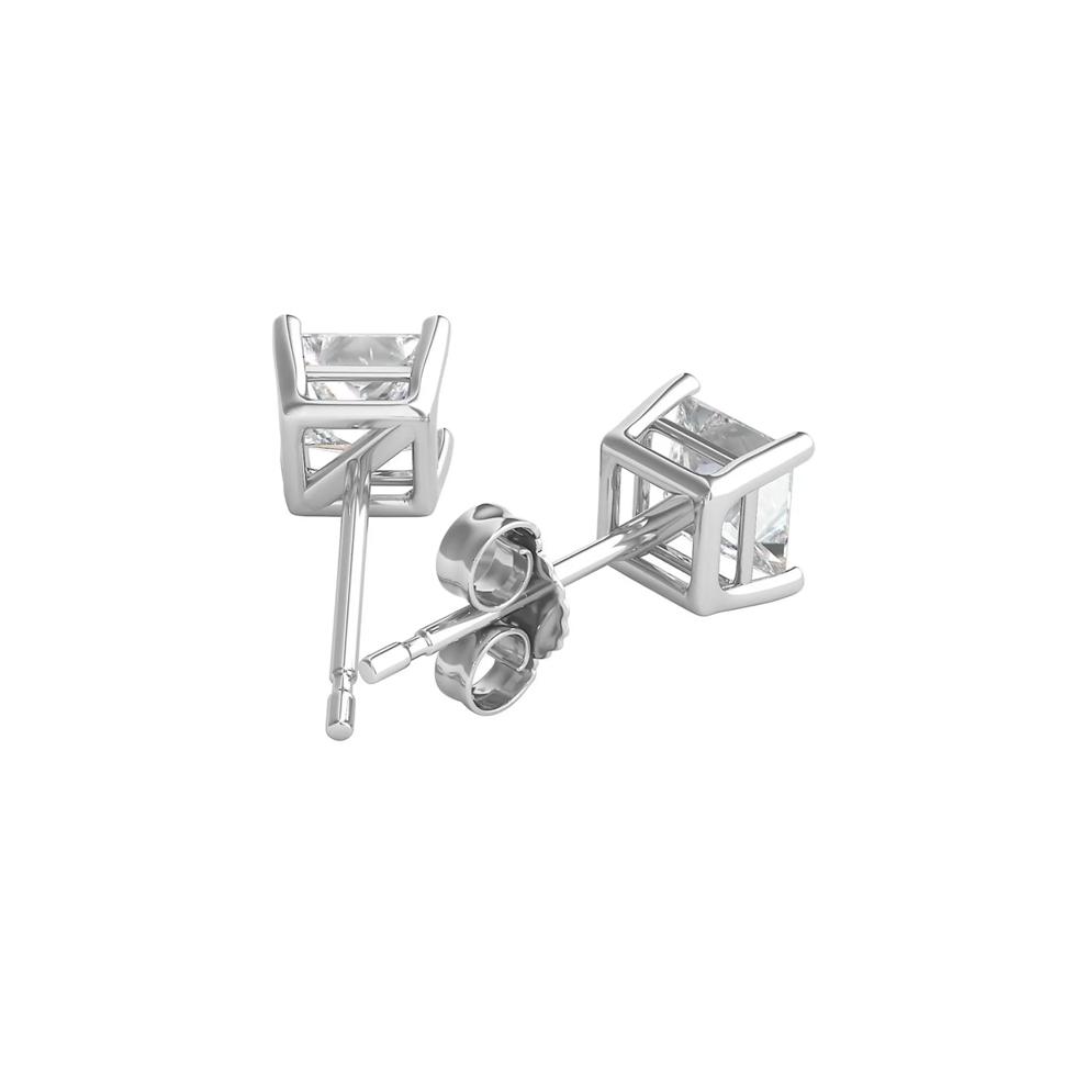 Diamond Princess-Cut Solitaire Stud Earrings in 14K White Gold (1 ct. tw.) – Image 4 of 5