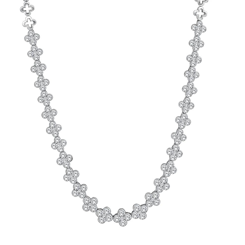 Lab Grown Diamond Round Bezel-Set Clover Necklace in 14K White Gold (10 ct. tw.) – Image 1 of 3