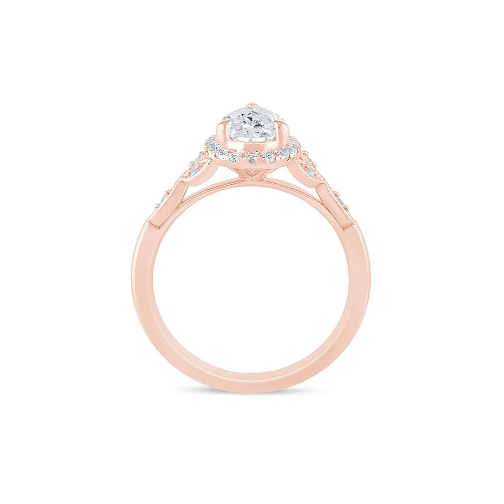 Sarah Lab Grown Diamond Pear-Shaped Halo Engagement Ring in 14K Rose &amp; Yellow Gold (1 1/7 ct. tw.) – Image 2 of 3