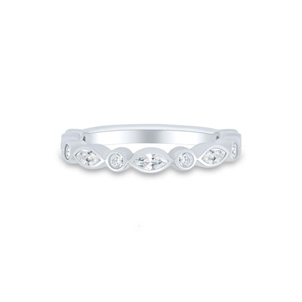 Lab Grown Diamond Bezel-Set Anniversary Band in 10K White Gold (1/2 ct. tw.) – Image 1 of 3