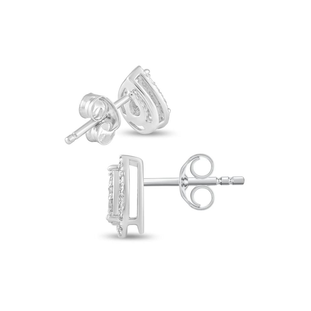Diamond Pear-Shaped Cluster Halo Stud Earrings in Sterling Silver (1/4 ct. tw.) – Image 2 of 2