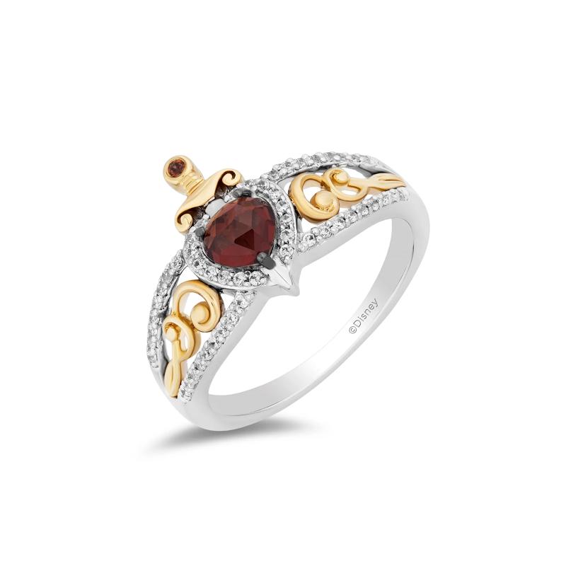 Evil Queen Garnet &amp; Diamond Ring in Sterling Silver &amp; 10K Yellow Gold &#40;1/5 ct. tw.&#41; – Image 4 of 4