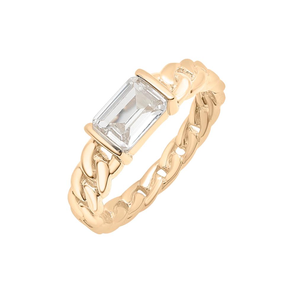 Lab-Created White Sapphire Curb Link Ring in Vermeil – Image 5 of 5
