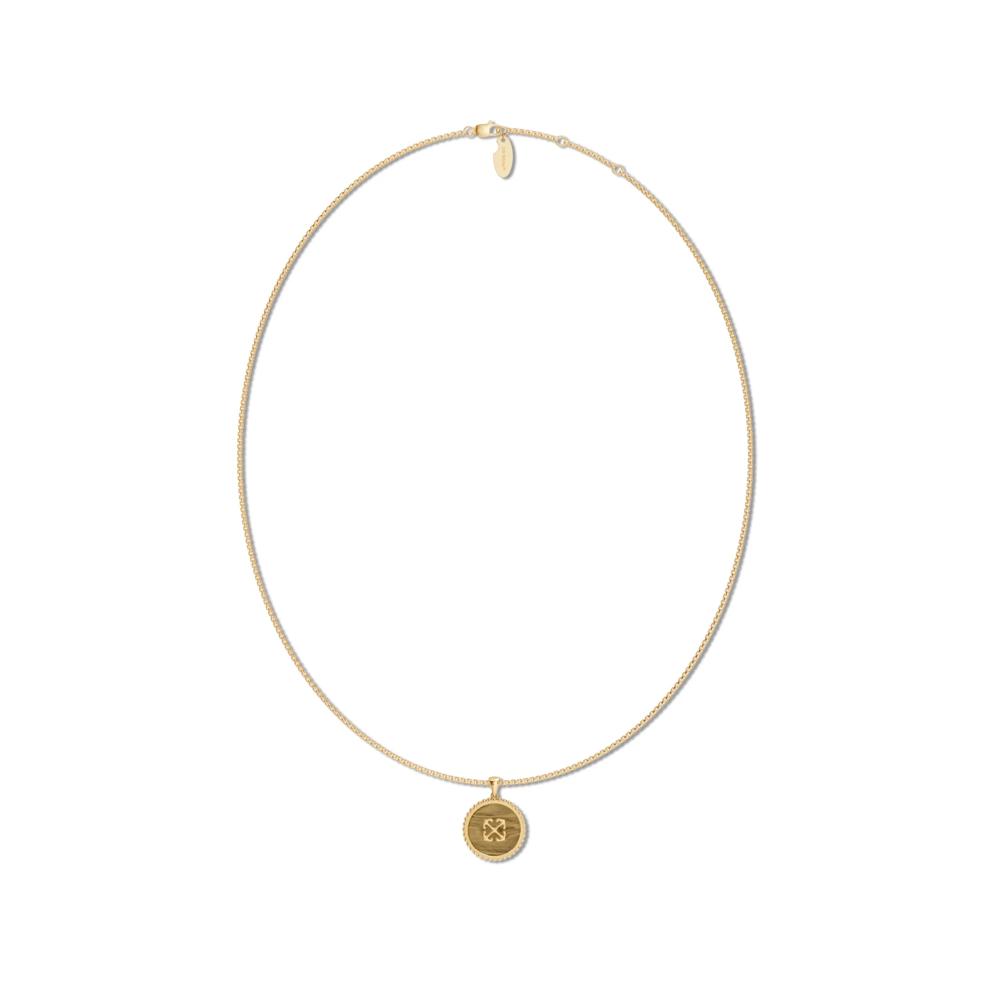 Men's Tiger's Eye Arrow Design Disc Pendant Necklace in 18K Gold Vermeil – Image 3 of 4