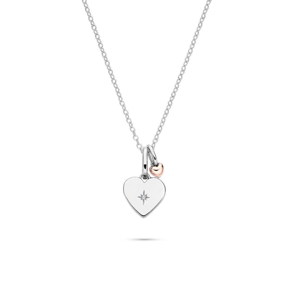 Lab Grown Diamond Accent Heart Pendant in Sterling Silver &amp; 10K Rose Gold – Image 1 of 5