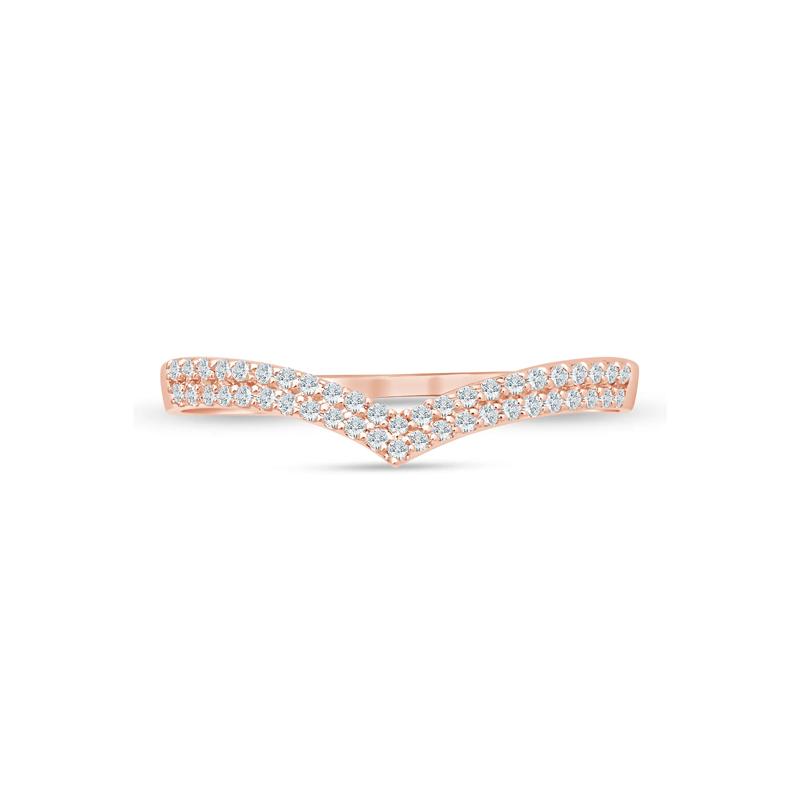 Diamond Double-Row Contour Band in 14K Rose Gold &#40;1/10 ct. tw.&#41; – Image 1 of 3