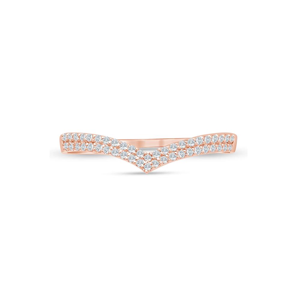 Diamond Double-Row Contour Band in 14K Rose Gold (1/10 ct. tw.) – Image 1 of 3