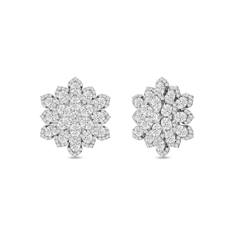 Lab Grown Diamond Cluster Earrings in 14K White Gold &#40;10 3/4 ct. tw.&#41; – Image 3 of 3