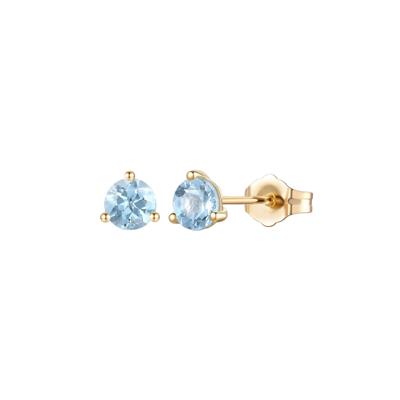 Aquamarine Stud Earrings in 10K Yellow Gold