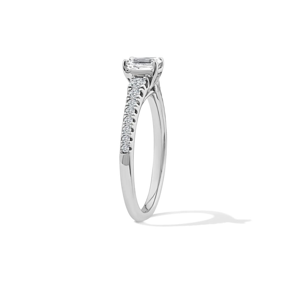 Diamond Emerald-Cut Center Engagement Ring in 14K White Gold (3/4 ct. tw.) – Image 3 of 4