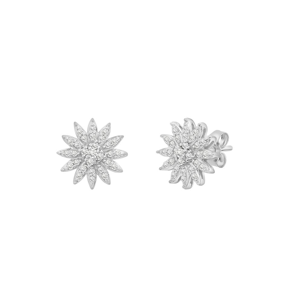 Diamond Flower Pendant &amp; Stud Earrings Boxed Set in Sterling Silver (1/2 ct. tw.) – Image 2 of 6