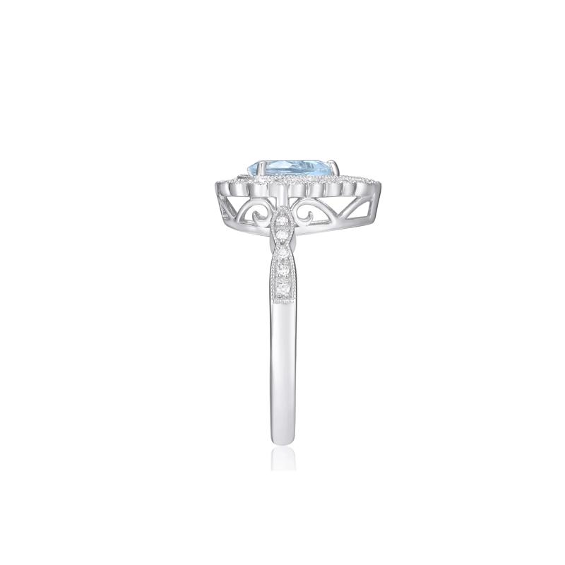 Aquamarine and Diamond Ring in 10K White Gold &#40;1/10 ct. tw.&#41; – Image 3 of 3