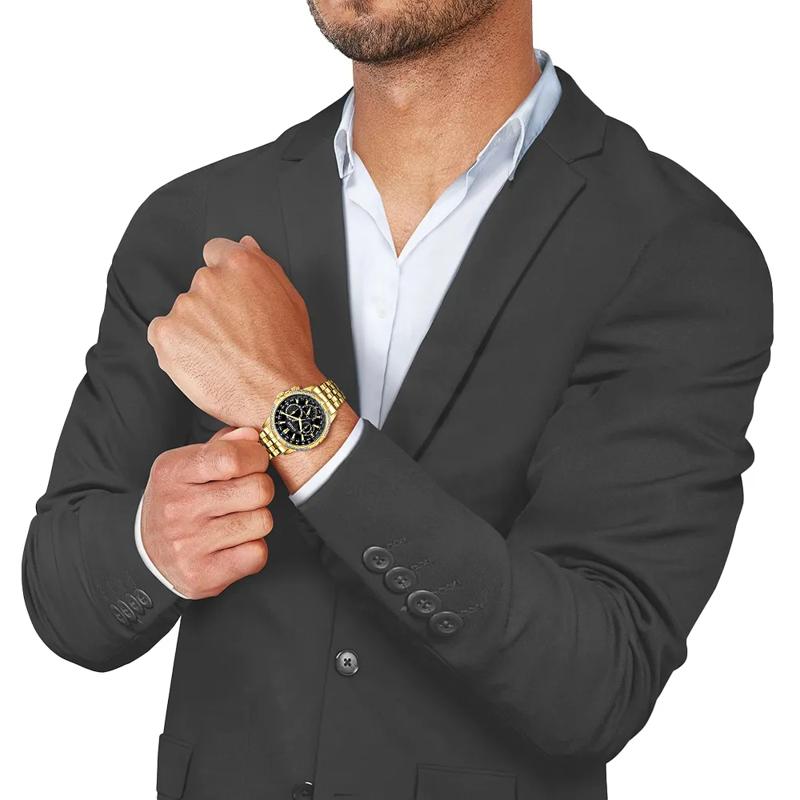 Calendrier Chronograph Diamond Men&#39;s Watch in Gold-Tone Ion-Plated Stainless Steel – Image 2 of 2