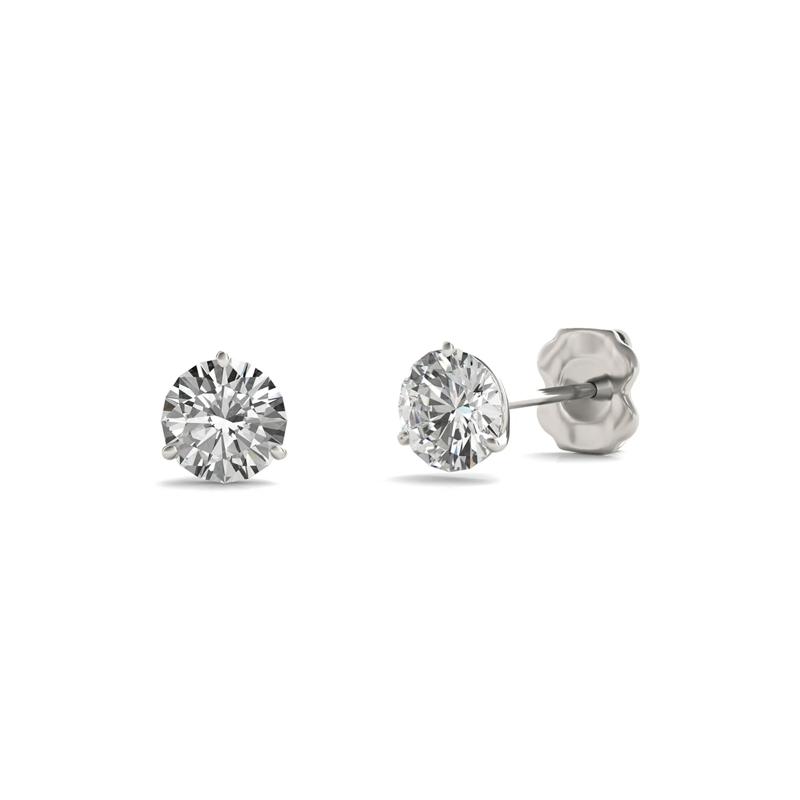 Round Moissanite Martini Stud Earrings in 14K White Gold &#40;1 ct. dew&#41; – Image 1 of 6