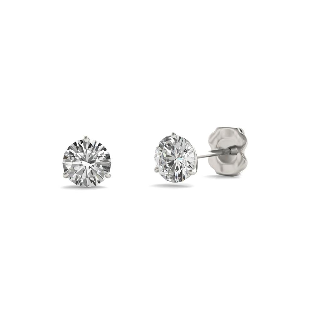 Round Moissanite Martini Stud Earrings in 14K White Gold (1 ct. dew) – Image 1 of 6