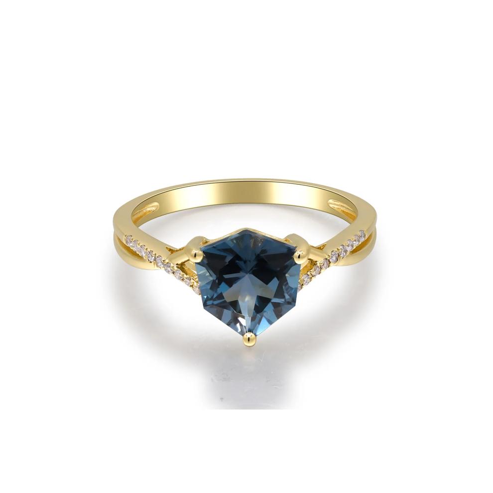 London Blue Topaz &amp; Diamond Accent Ring in 10K Yellow Gold – Image 1 of 5
