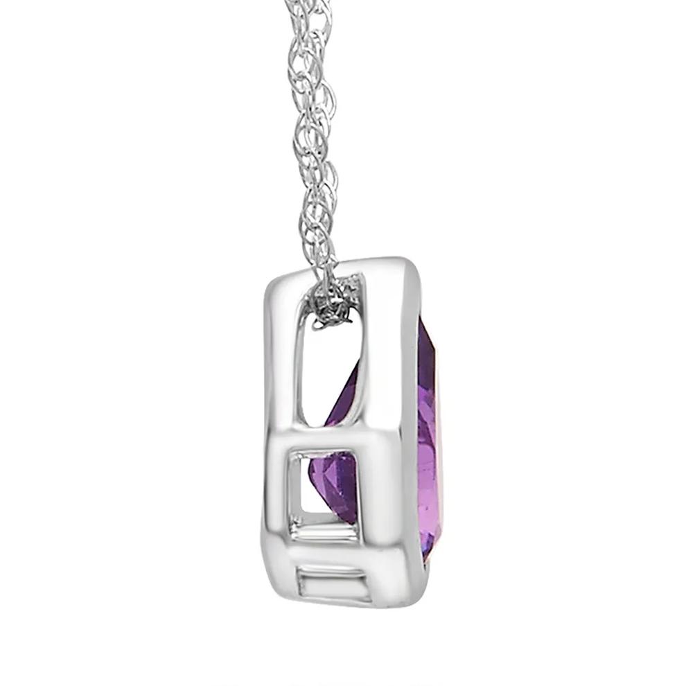 Amethyst Pendant with Pear Shape in 10K White Gold – Image 2 of 3