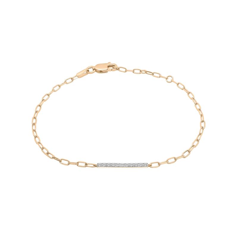 Diamond Bar Paperclip Chain Bracelet in Vermeil &#40;1/10 ct. tw.&#41; – Image 1 of 3