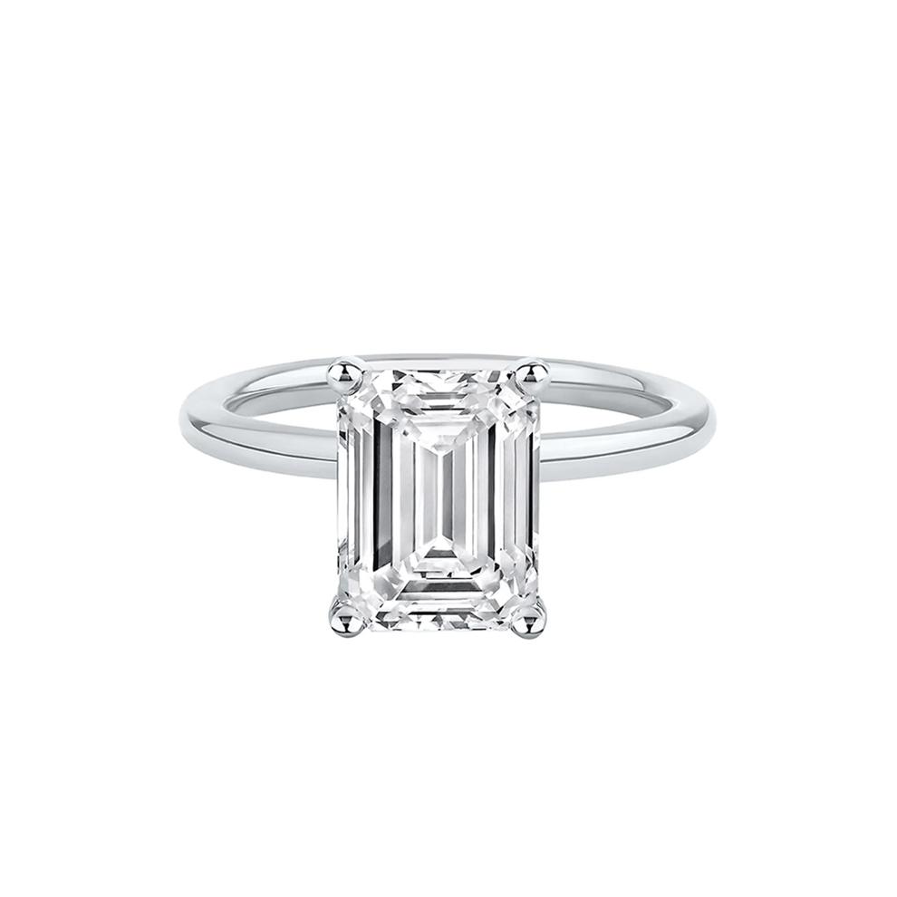 Lab Grown Diamond Emerald-Cut Solitaire Ring in 14k White Gold (3 ct.) – Image 1 of 4