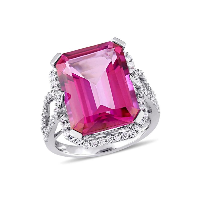 Pink Topaz and Diamond Ring in 14K White Gold &#40;1/2 ct. tw.&#41; – Image 4 of 8
