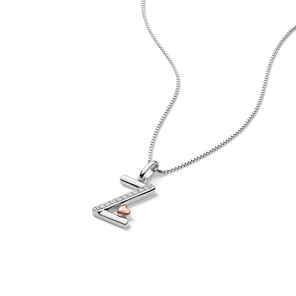 Diamond Accent Initial Z Pendant in Sterling Silver and 14K Rose Gold – Image 4 of 5