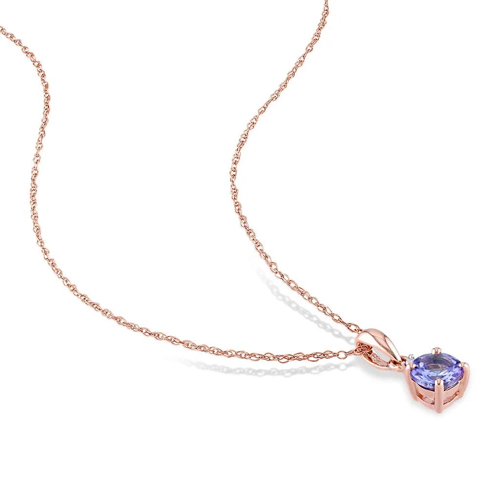Tanzanite &amp; Diamond Pendant in 10K Rose Gold – Image 2 of 4