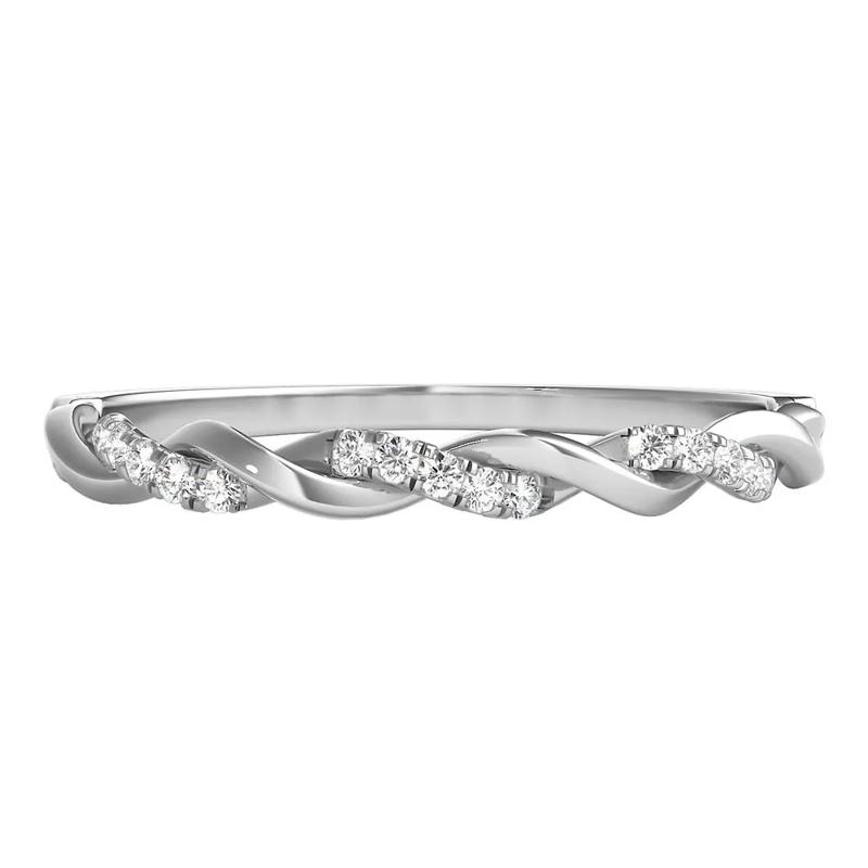1/10 ct. tw. Diamond Twist Band in 14K White Gold – Image 1 of 4