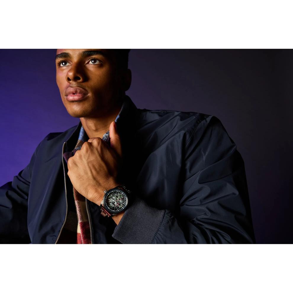 Men's Star Wars X-Wing and TIE Fighter Watch in Brown Leather and Black Ion-Plated Stainless Steel, 45MM – Image 4 of 4