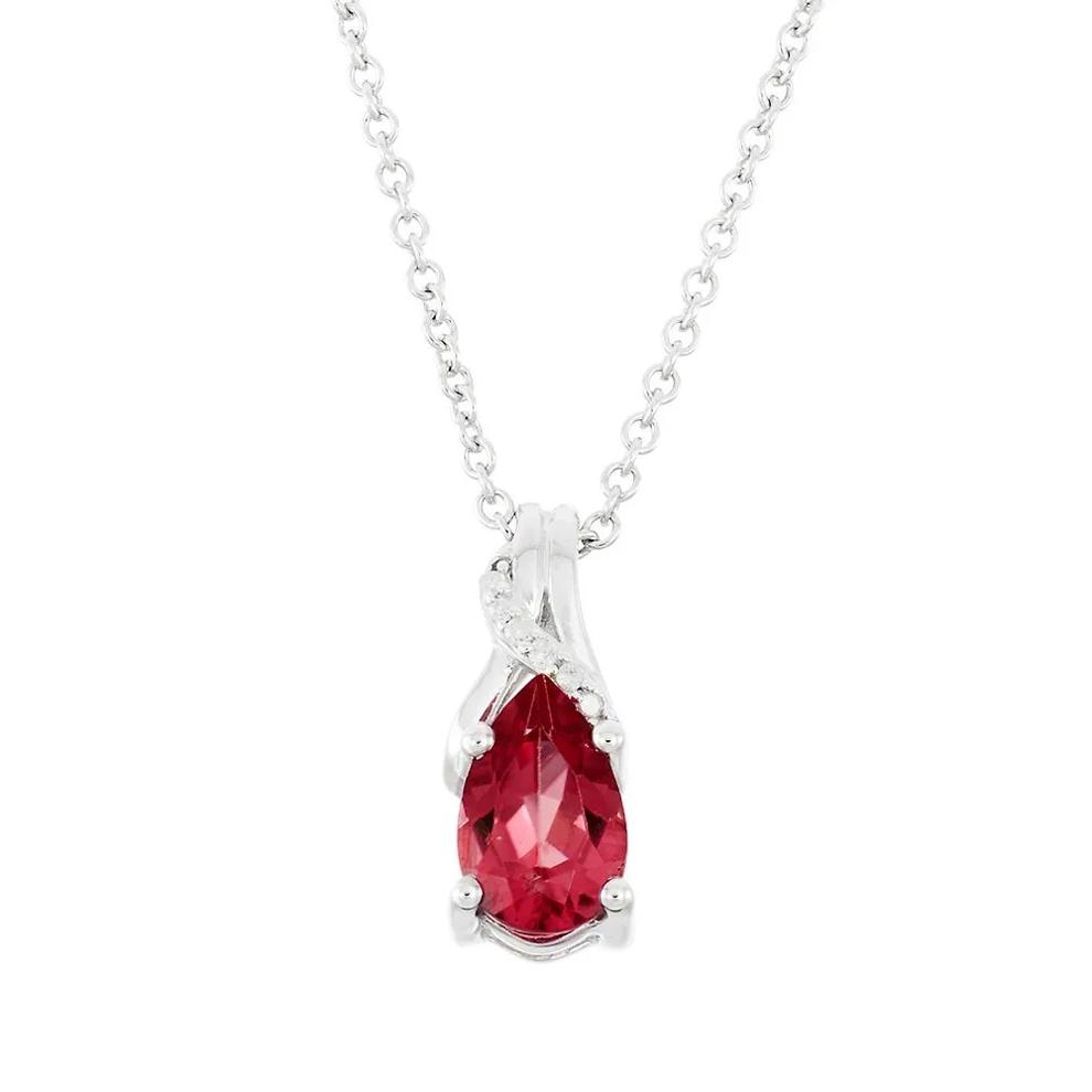 Lab Created Ruby &amp; Diamond Pendant &amp; Earrings Boxed Set in Sterling Silver – Image 3 of 3