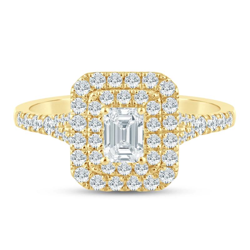 Diamond Double Halo Engagement Ring in 14K Yellow Gold (1 ct. tw.) – Image 1 of 3