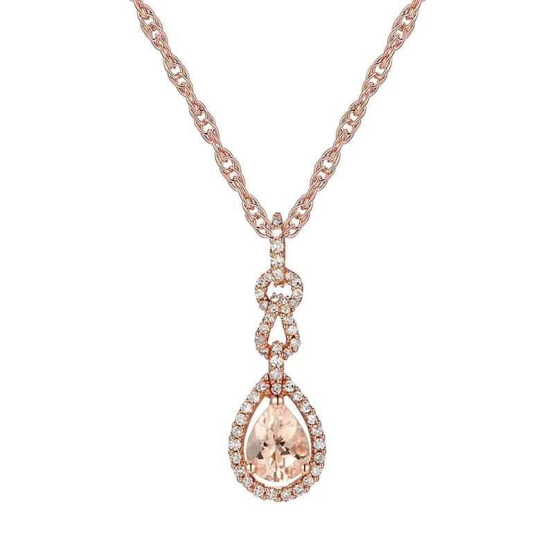 Morganite &amp; 1/4 ct. tw. Diamond Pendant in 10K Rose Gold – Image 1 of 1
