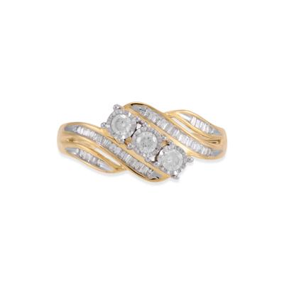Diamond Three-Stone Engagement Ring in 10K Yellow & White Gold (1/2 ct. tw.)