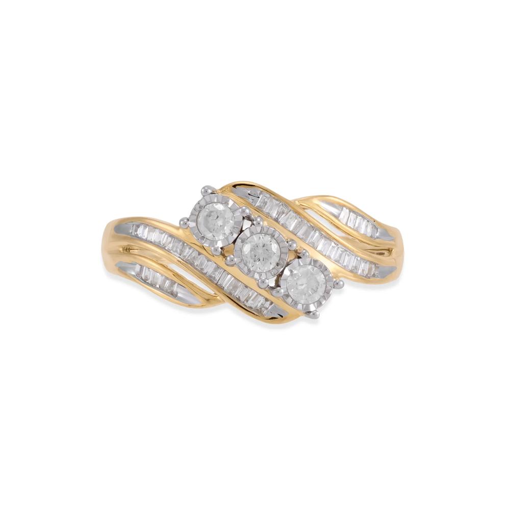 Diamond Three-Stone Engagement Ring in 10K Yellow &amp; White Gold (1/2 ct. tw.) – Image 1 of 4