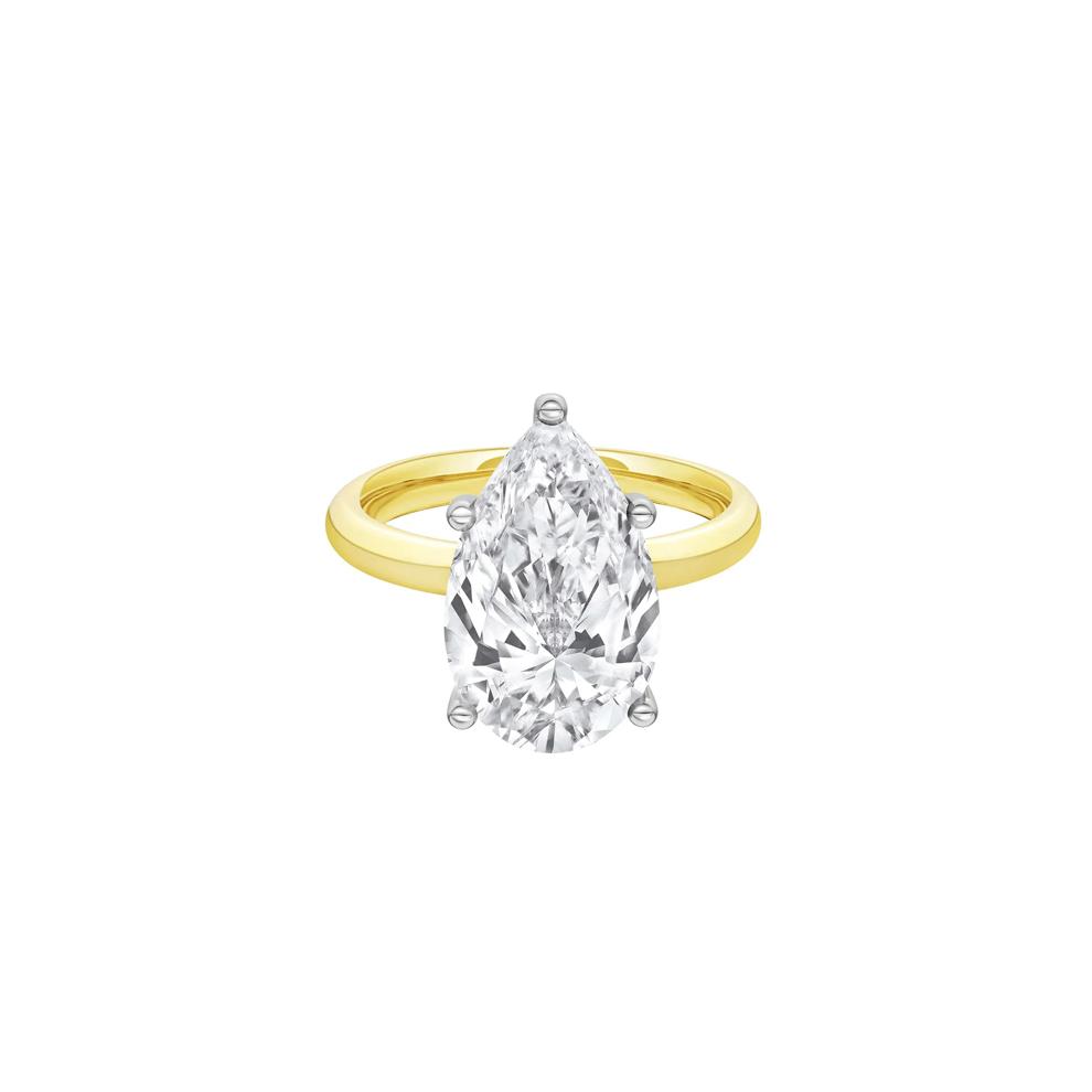 Lab Grown Diamond Pear-Shaped Solitaire Ring in 14K Yellow &amp; White Gold (5 ct.) – Image 1 of 4