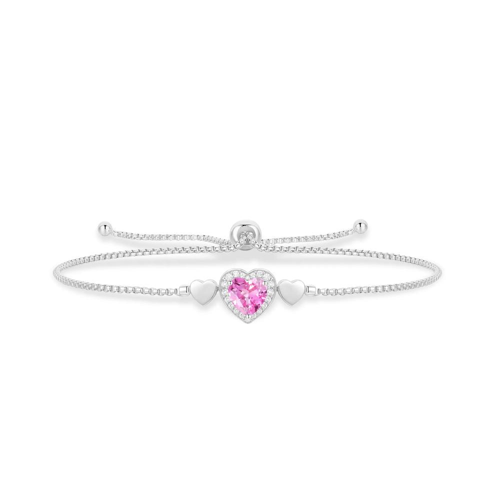 Lab-Created Pink Sapphire &amp; Lab-Created White Sapphire Heart Pendant, Bracelet, &amp; Ring Boxed Set in Sterling Silver – Image 4 of 4