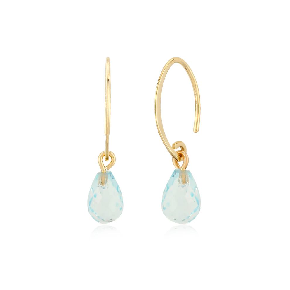 Briolette Gemstone Ear Wire Drop Earrings in 14K Yellow Gold – Image 1 of 8