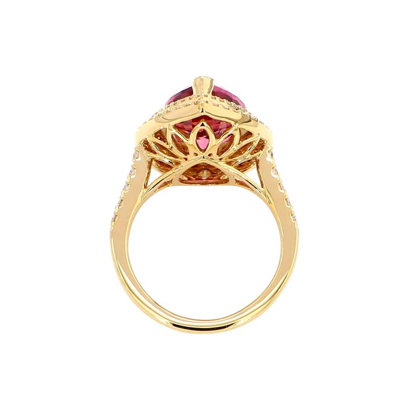 Malaya Garnet and Diamond Halo Ring in 18K Yellow Gold &#40;5/8 ct. tw.&#41; – Image 2 of 3