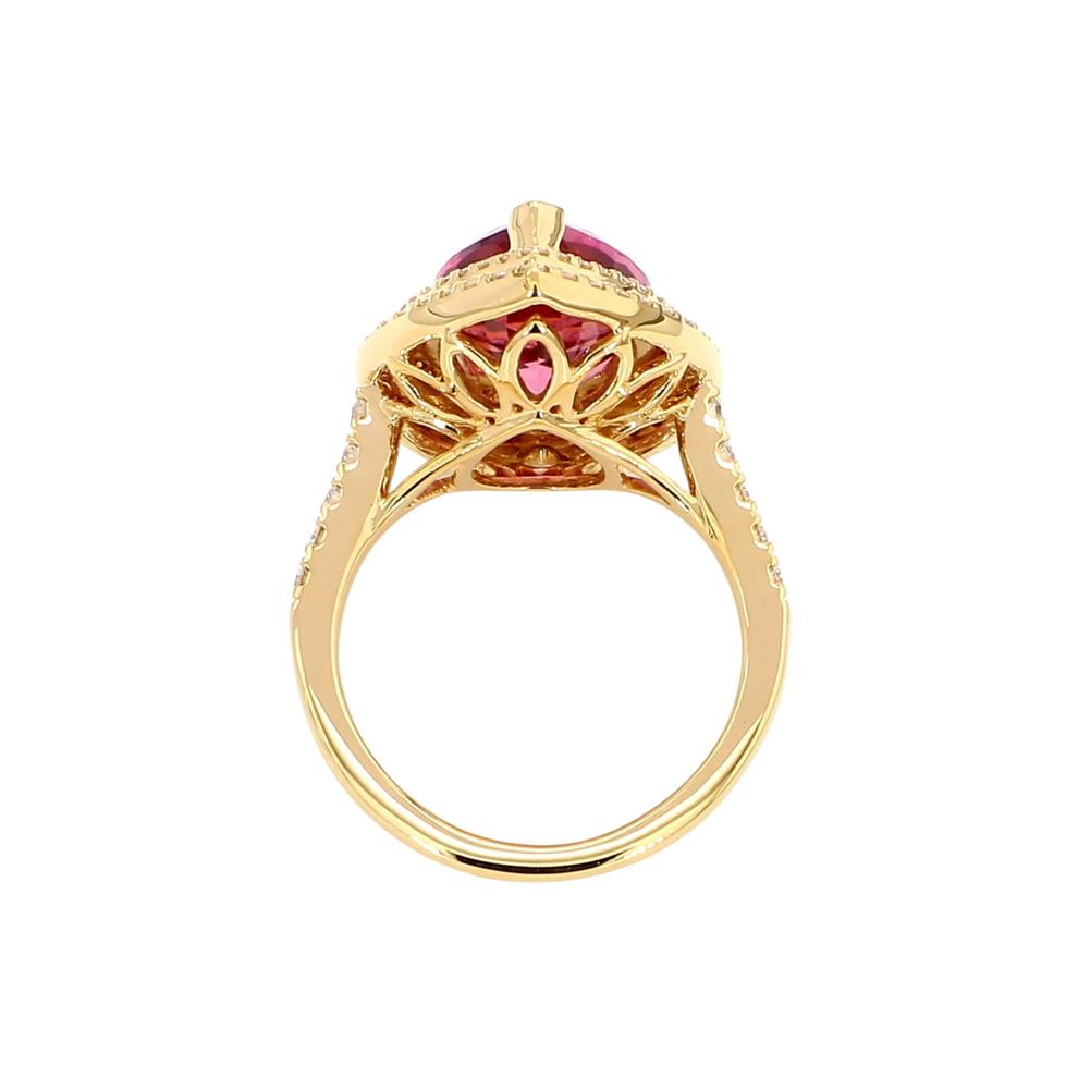 Malaya Garnet and Diamond Halo Ring in 18K Yellow Gold (5/8 ct. tw.) – Image 2 of 3