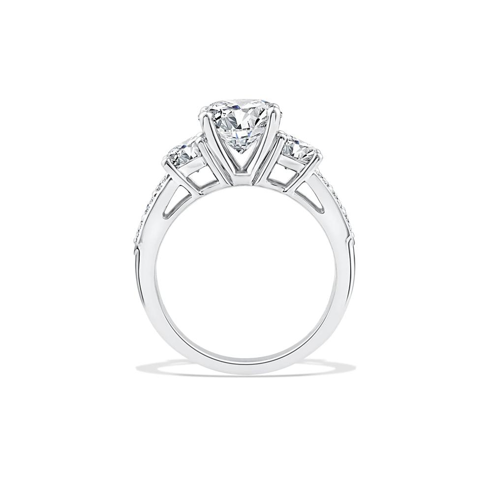Lab Grown Diamond Round Center Three-Stone Engagement Set in 10K White Gold (4 ct. tw.) – Image 2 of 6
